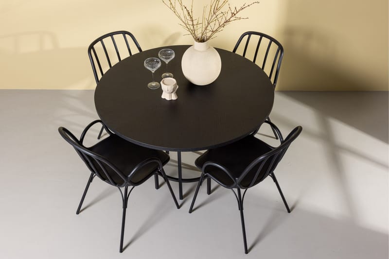 Copenhagen Matgrupp 115 cm Rund med 4 Dyrön stolar - Svart - Products - Möbler - Bord & matgrupp - Matgrupp