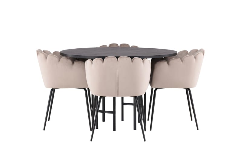 Copenhagen Matgrupp 115 cm Rund med 4 Limhamn stolar, Beige
