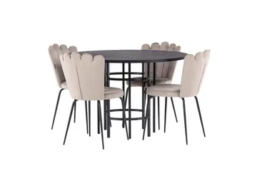 Copenhagen Matgrupp 115 cm Rund med 4 Limhamn stolar - Beige - Products - Möbler - Bord & matgrupp - Matgrupp