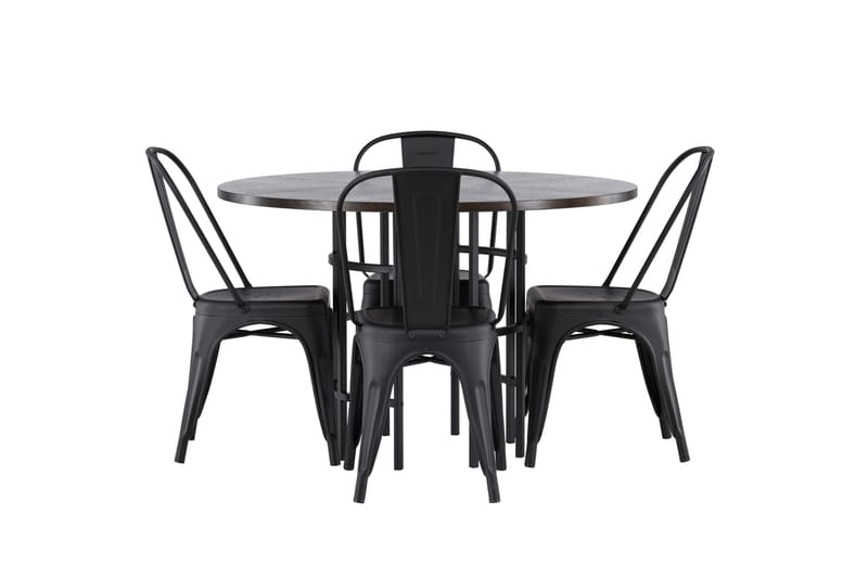 Copenhagen Matgrupp 115 cm Rund med 4 Tempe Stolar, Svart