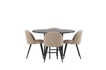 Copenhagen Matgrupp 115 cm Rund med 4 Velvet stolar - Beige - Products - Möbler - Bord & matgrupp - Matgrupp