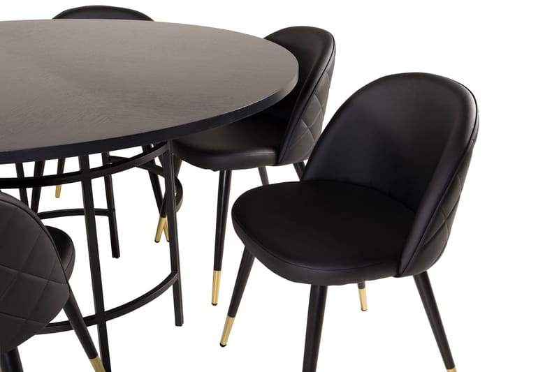 Copenhagen Matgrupp med 6 Valera Matstolar Mässing/Svart - Furniture Fashion - Products - Möbler - Bord & matgrupp - Matgrupp