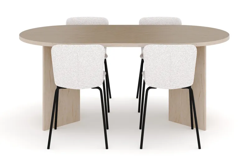 Dano Matbord 180 cm  med 4 Katy Matstolar - Travertin / Vit - Products - Möbler - Bord & matgrupp - Matgrupp