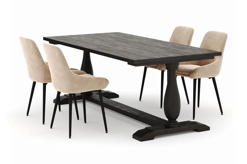 Dijon Matgrupp 200x100cm med 4 Alsarp Matstolar - Brun - Products - Möbler - Bord & matgrupp - Matgrupp