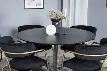 Dipp Matgrupp 115 cm Rund med 4 Arrow stolar - Svart/Guld - Products - Möbler - Bord & matgrupp - Matgrupp