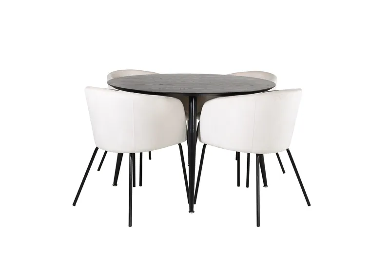 Dipp Matgrupp 115 cm Rund med 4 Berit stolar, Beige