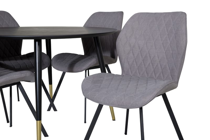 Dipp Matgrupp 115 cm Rund med 4 Gemma stolar - Svart/Guld - Products - Möbler - Bord & matgrupp - Matgrupp