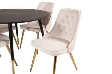 Dipp Matgrupp 115 cm Rund med 4 Velvet Deluxe stolar - Beige - Products - Möbler - Bord & matgrupp - Matgrupp