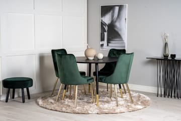 Dipp Matgrupp 115 cm Rund med 4 Velvet Deluxe stolar - Svart/Guld - Products - Möbler - Bord & matgrupp - Matgrupp