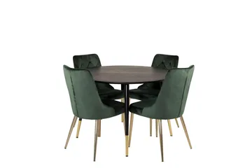 Dipp Matgrupp 115 cm Rund med 4 Velvet Deluxe stolar - Svart/Guld - Products - Möbler - Bord & matgrupp - Matgrupp