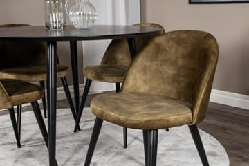 Dipp Matgrupp 115 cm Rund med 4 Velvet stolar - Svart - Products - Möbler - Bord & matgrupp - Matgrupp