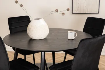 Dipp Matgrupp 115 cm Rund med 4 Windu Lyx stolar - Svart - Products - Möbler - Bord & matgrupp - Matgrupp