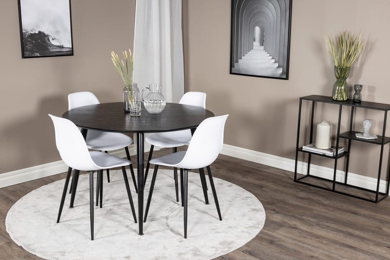 Dipp Matgrupp 115 cm Rund med 4 Polar stolar - Svart - Products - Möbler - Bord & matgrupp - Matgrupp