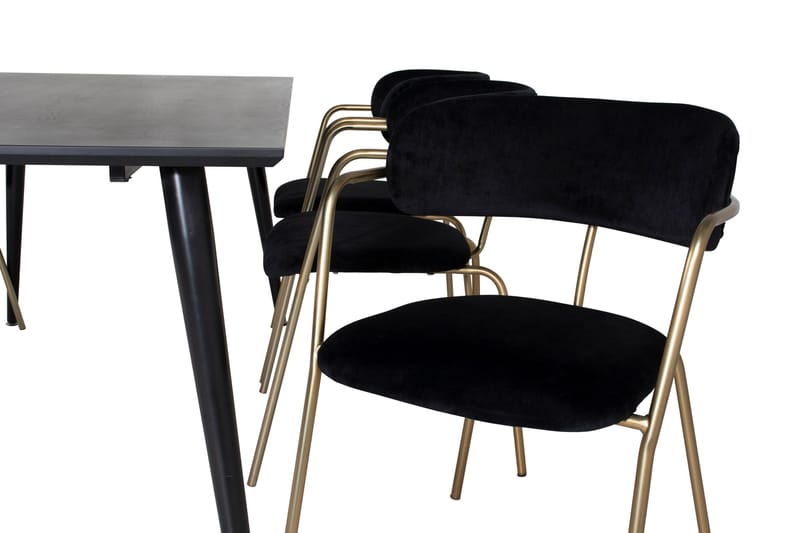 Dipp Matgrupp 180 cm Rektangulär med 6 Arrow stolar - Svart/Guld - Products - Möbler - Bord & matgrupp - Matgrupp