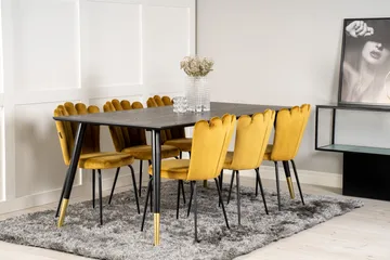 Dipp Matgrupp 180 cm Rektangulär med 6 Limhamn stolar - Svart/Guld - Products - Möbler - Bord & matgrupp - Matgrupp