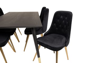 Dipp Matgrupp 180 cm Rektangulär med 6 Velvet Deluxe stolar - Svart/Guld - Products - Möbler - Bord & matgrupp - Matgrupp