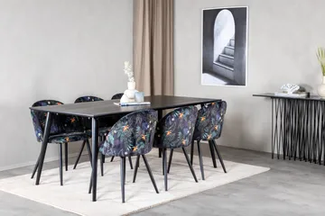 Dipp Matgrupp 180 cm Rektangulär med 6 Velvet stolar - Svart - Products - Möbler - Bord & matgrupp - Matgrupp