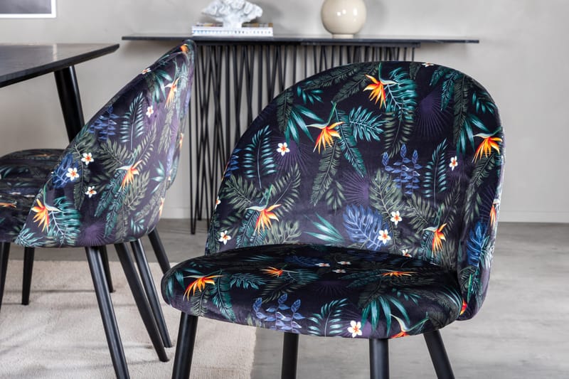 Dipp Matgrupp 180 cm Rektangulär med 6 Velvet stolar - Svart - Products - Möbler - Bord & matgrupp - Matgrupp