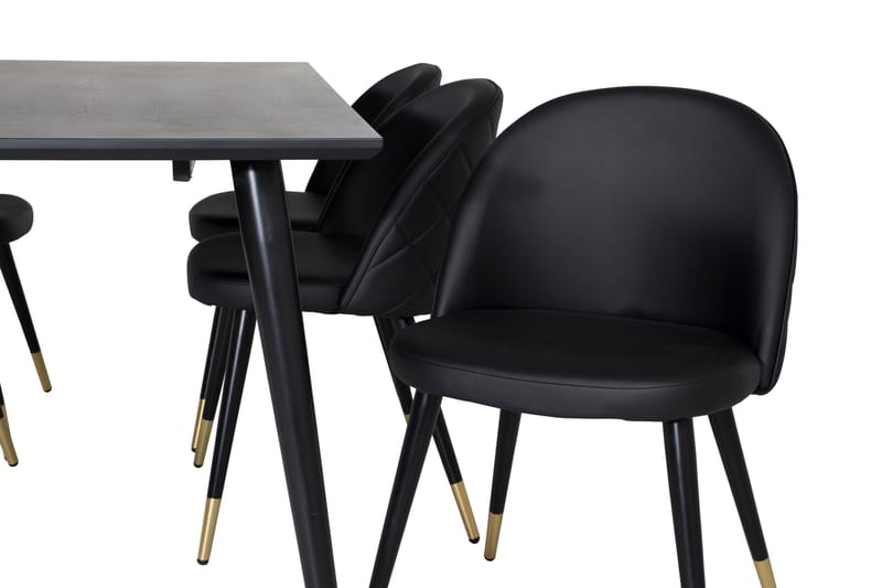 Dipp Matgrupp 180 cm Rektangulär med 6 Velvet stolar - Svart/Guld - Products - Möbler - Bord & matgrupp - Matgrupp