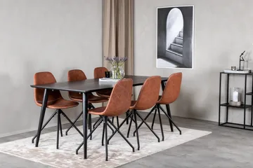 Dipp Matgrupp 180 cm Rektangul är med 6 Polar stolar - Svart - Products - Möbler - Bord & matgrupp - Matgrupp