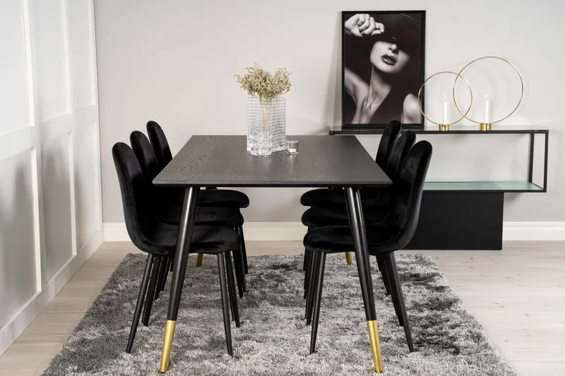Dipp Matgrupp 180 cm Rektangulär med 6 Polar stolar - Svart/Guld - Products - Möbler - Bord & matgrupp - Matgrupp