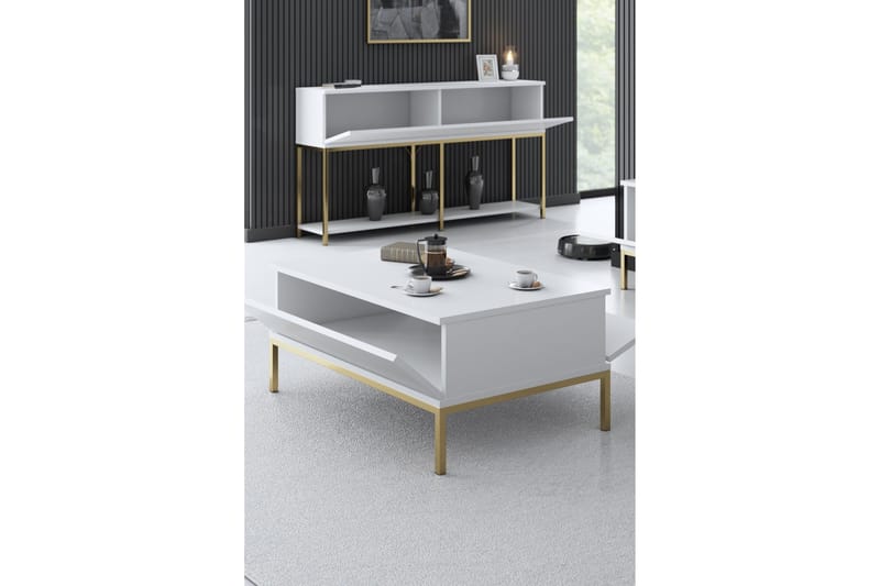 Dorlord Soffbord 90 cm - Vit/Guld - Products - Möbler - Bord & matgrupp - Soffbord