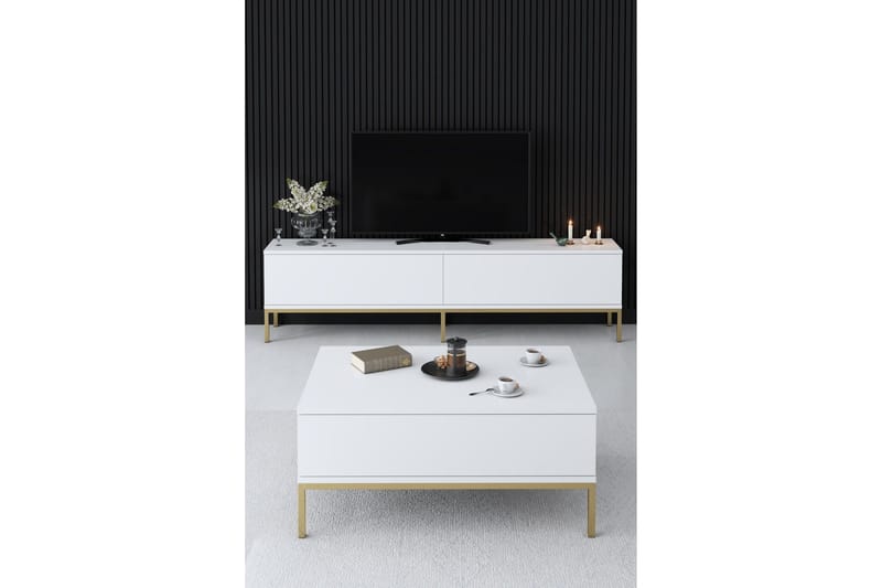 Dorlord Soffbord 90 cm - Vit/Guld - Products - Möbler - Bord & matgrupp - Soffbord