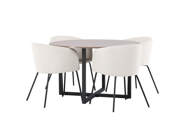 Durango Matgrupp 120 cm Rund med 4 Berit Stolar - Valnöt - Products - Möbler - Bord & matgrupp - Matgrupp