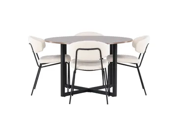 Durango Matgrupp 120 cm Rund med 4 Chico Stolar - Valnöt - Products - Möbler - Bord & matgrupp - Matgrupp