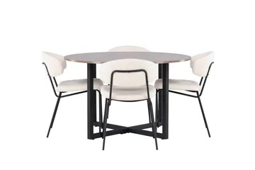 Durango Matgrupp 120 cm Rund med 4 Chico Stolar - Valnöt - Products - Möbler - Bord & matgrupp - Matgrupp