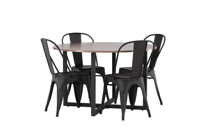 Durango Matgrupp 120 cm Rund med 4 Tempe Stolar - Valnöt - Products - Möbler - Bord & matgrupp - Matgrupp