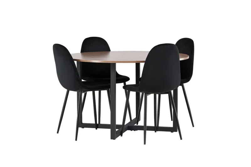 Durango Matgrupp 120 cm Rund med 4 Polar Stolar - Valnöt - Products - Möbler - Bord & matgrupp - Matgrupp