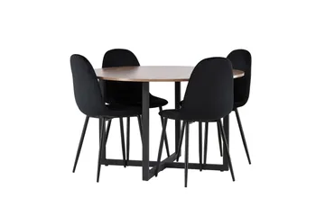 Durango Matgrupp 120 cm Rund med 4 Polar Stolar - Valnöt - Products - Möbler - Bord & matgrupp - Matgrupp