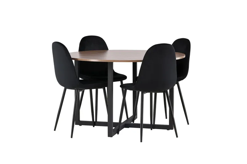 Durango Matgrupp 120 cm Rund med 4 Polar Stolar - Valnöt - Products - Möbler - Bord & matgrupp - Matgrupp