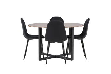 Durango Matgrupp 120 cm Rund med 4 Polar Stolar - Valnöt - Products - Möbler - Bord & matgrupp - Matgrupp