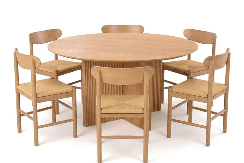 Edda Matgrupp runt 150 cm Ek med 6 Malte Matstolar - Products - Möbler - Bord & matgrupp - Matgrupp