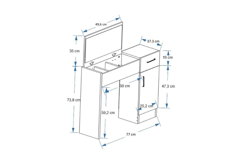 Elgar Sminkbord 77 cm - Brun/Antracit - Products - Möbler - Bord & matgrupp - Sminkbord & toalettbord