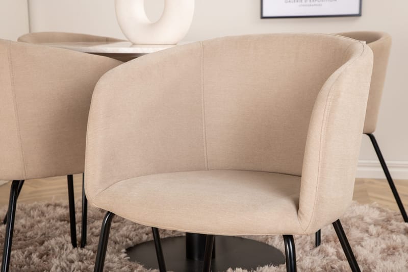 Estelle Matgrupp 106 cm Rund med 4 Berit stolar - Beige - Products - Möbler - Bord & matgrupp - Matgrupp