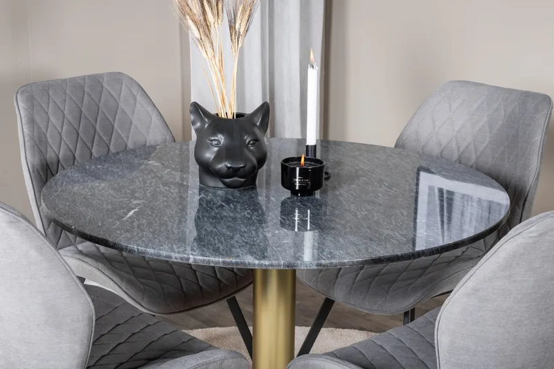 Estelle Matgrupp 106 cm Rund med 4 Gemma stolar - Svart/Guld - Products - Möbler - Bord & matgrupp - Matgrupp