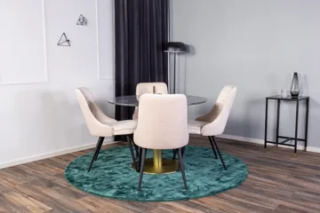 Estelle Matgrupp 106 cm Rund med 4 Velvet stolar - Beige - Products - Möbler - Bord & matgrupp - Matgrupp