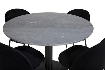 Estelle Matgrupp 106 cm Rund med 4 Wrinkles stolar - Svart - Products - Möbler - Bord & matgrupp - Matgrupp