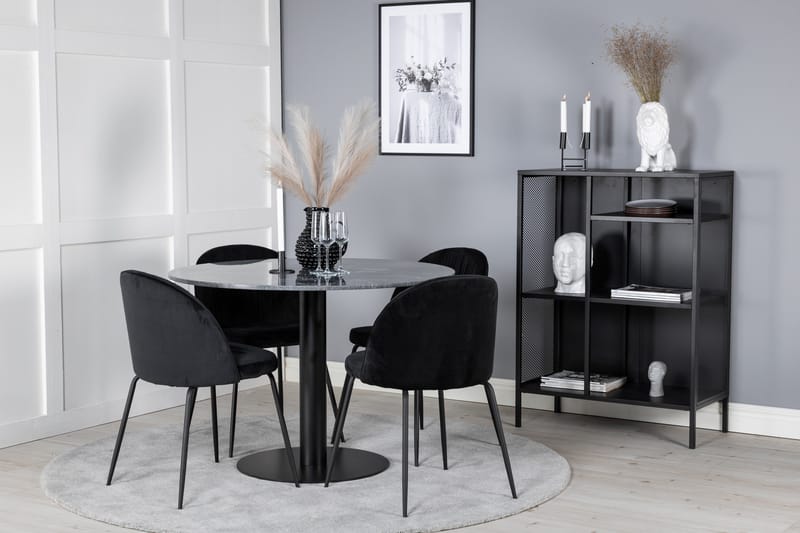 Estelle Matgrupp 106 cm Rund med 4 Wrinkles stolar - Svart - Products - Möbler - Bord & matgrupp - Matgrupp