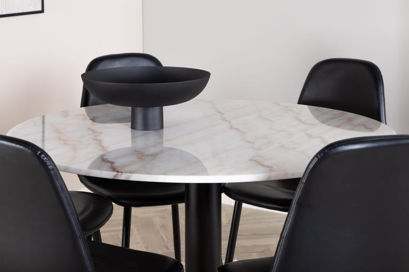 Estelle Matgrupp 106 cm Rund med 6 Polar stolar - Svart - Products - Möbler - Bord & matgrupp - Matgrupp