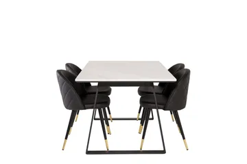 Estelle Matgrupp 140 cm Rektangulär med 4 Velvet stolar - Svart - Products - Möbler - Bord & matgrupp - Matgrupp