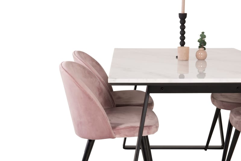 Estelle Matgrupp 140 cm Rektangulär med 4 Velvet stolar - Svart - Products - Möbler - Bord & matgrupp - Matgrupp