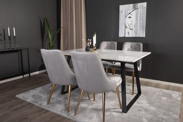Estelle Matgrupp 140 cm Rektangulär med 4 Velvet stolar - Svart/Guld - Products - Möbler - Bord & matgrupp - Matgrupp