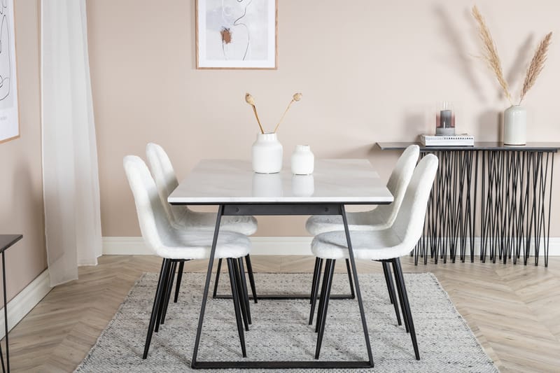 Estelle Matgrupp 140 cm Rektangulär med 4 Polar stolar - Svart - Products - Möbler - Bord & matgrupp - Matgrupp