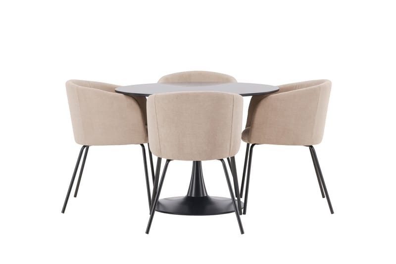 Glade Matgrupp 100 cm Rund med 4 Berit stolar, Beige