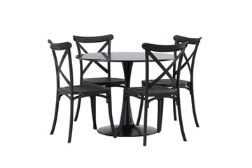 Glade Matgrupp 100 cm Rund med 4 Crosett stolar - Svart - Products - Möbler - Bord & matgrupp - Matgrupp