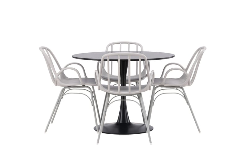 Glade Matgrupp 100 cm Rund med 4 Dyrön stolar, Svart